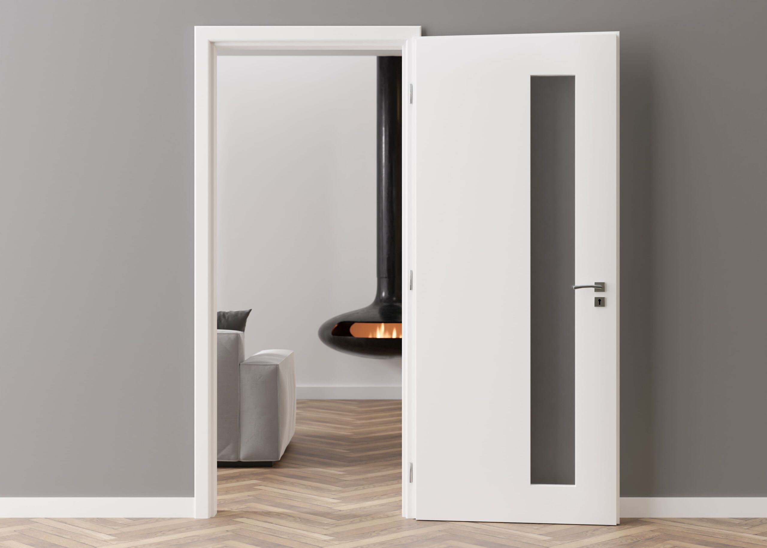 Single-opened modern white door