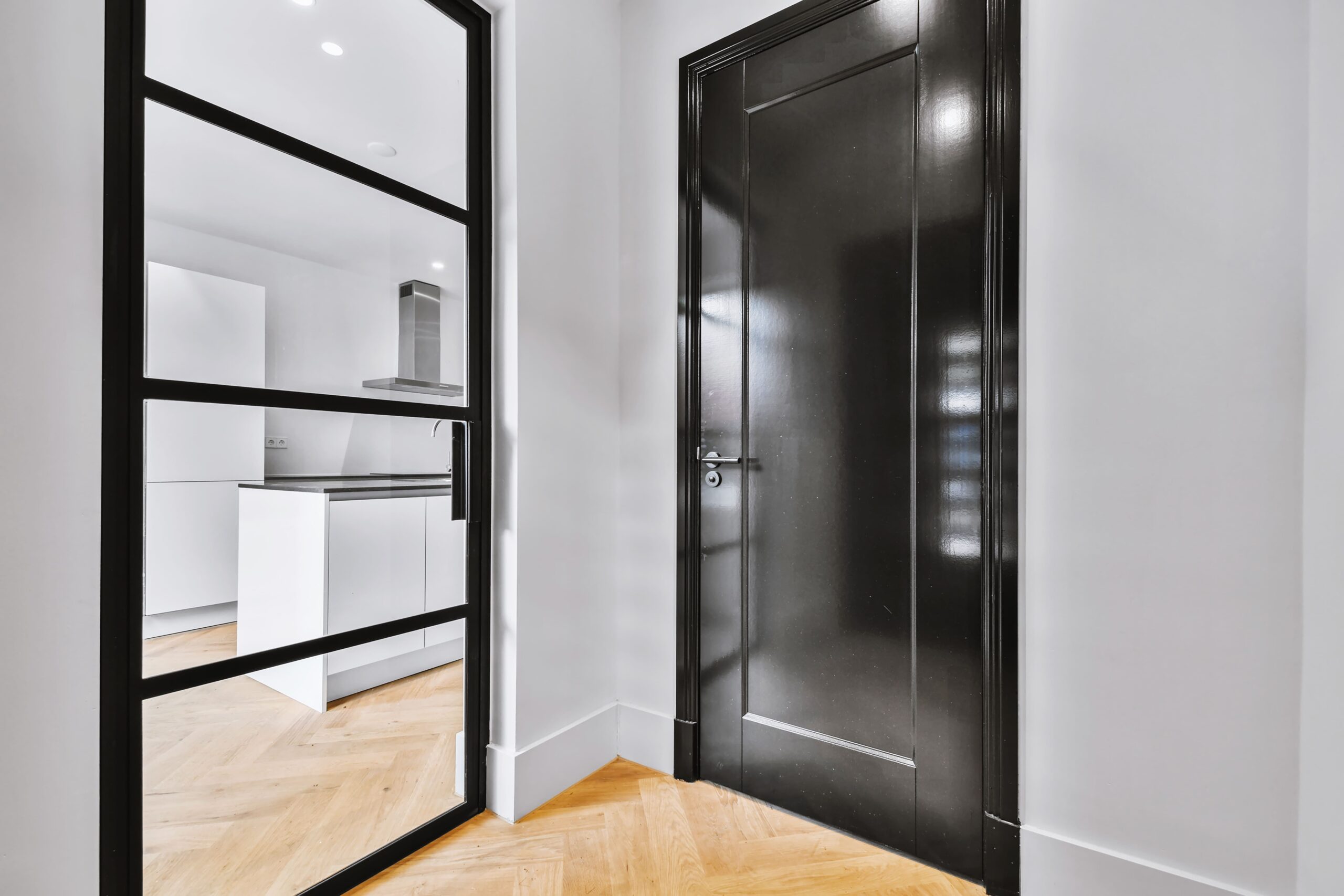 Precision-engineered single door with glass panel – UK home entrance